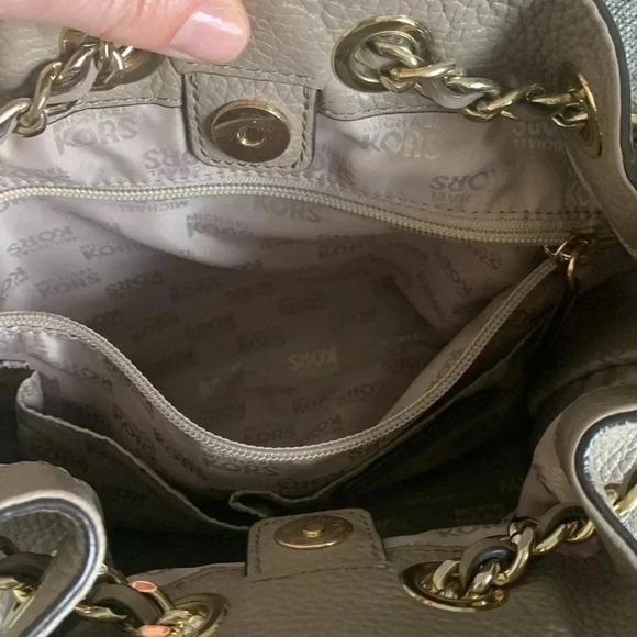 Michael Kors Snap Handbags Bucket & Drawstring Bag & Bags  Michael Kors crossbody chain drawstring  bucket bag neutral putty color